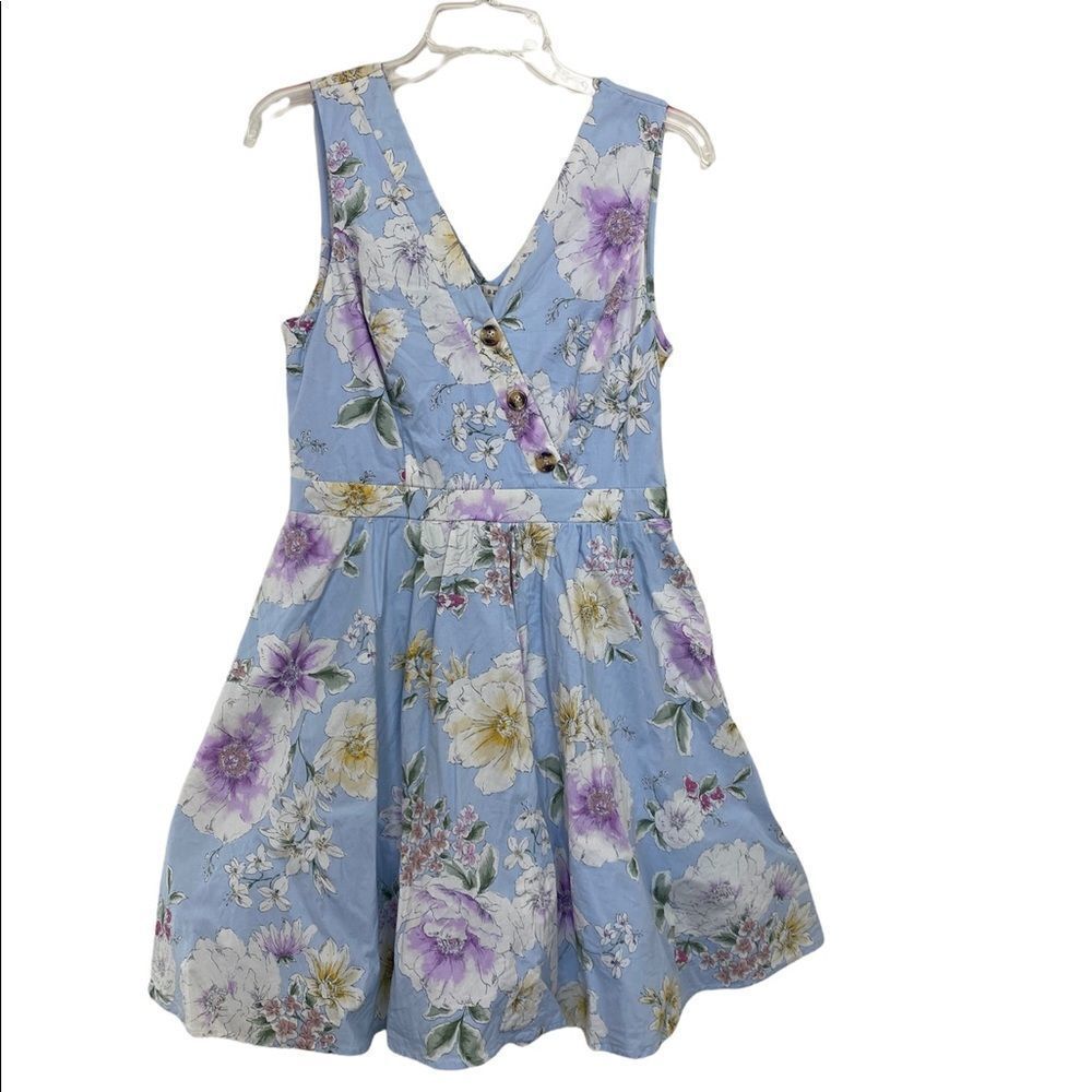 Mi ami dress M Francesca blue and white floral fit and flair sleeveless